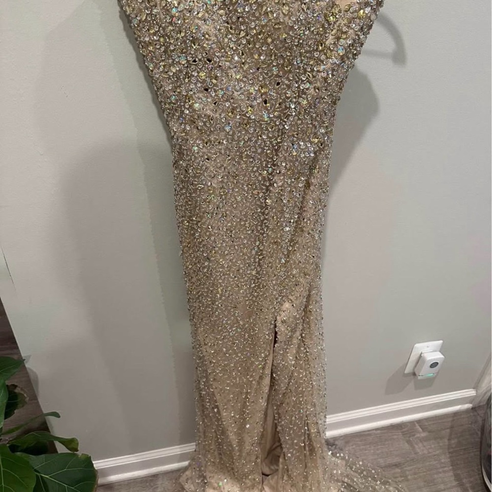 Sherri Hill Champagne Sequin Prom Gown
